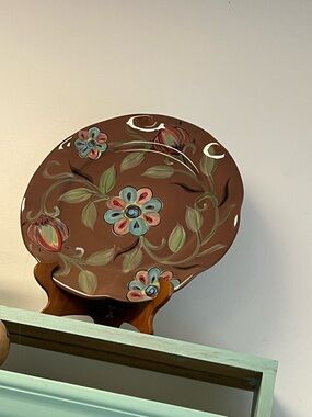 Southern Living At Home Gail Pittman Brown Floral Serving Plate